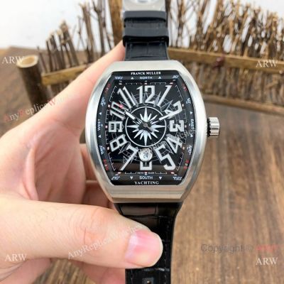 Knockoff Franck Muller Vanguard V45 Men Watch SS Black Arabic Dial